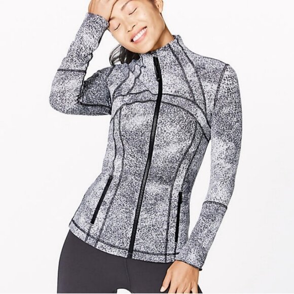 Lululemon Define Luon Spray Jacquard White Black Jacket Sweater - Size 10 - Picture 1 of 12